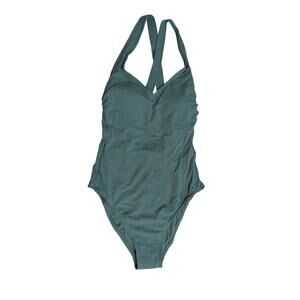 Sea Angel Women's Green Textured Plunge One Piece Swimsuit - Size Medium - NWT